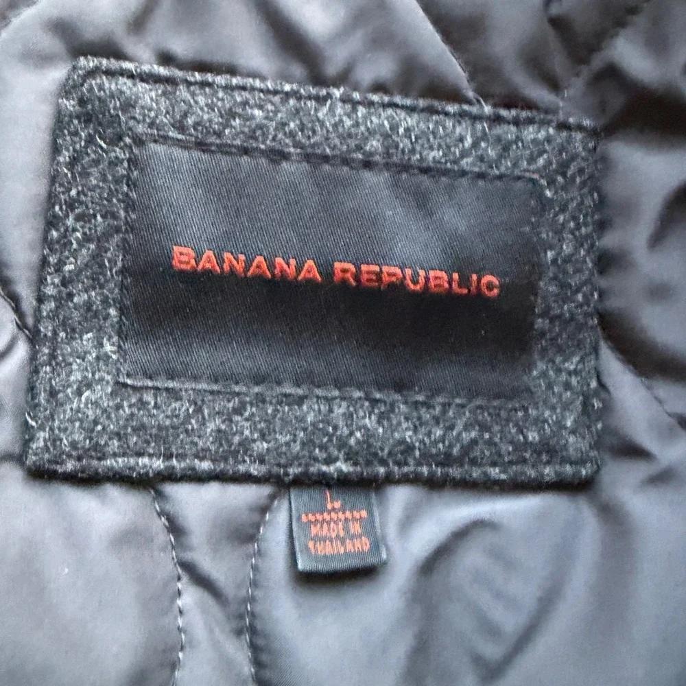 Banana Republic Wool Blend Jacket Mens L Charcoal Field‎ Coat Outdoor Vintage